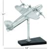 imageDeco 79 Aluminum Metal Airplane Decorative Sculpture Home Decor Statue with Black Base Accent Figurine 12quot x 16quot x 11quot Silver