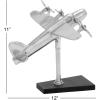 imageDeco 79 Aluminum Metal Airplane Decorative Sculpture Home Decor Statue with Black Base Accent Figurine 12quot x 16quot x 11quot Silver