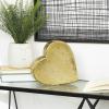 imageDeco 79 Aluminum Metal Heart Decorative Sculpture Slanted Home Decor Statue with Cube Textured Exterior Accent Figurine 9quot x 3quot x 9quot GoldGold