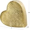 imageDeco 79 Aluminum Metal Heart Decorative Sculpture Slanted Home Decor Statue with Cube Textured Exterior Accent Figurine 9quot x 3quot x 9quot GoldGold