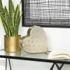 imageDeco 79 Aluminum Metal Heart Decorative Sculpture Slanted Home Decor Statue with Cube Textured Exterior Accent Figurine 9quot x 3quot x 9quot GoldSilver