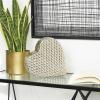 imageDeco 79 Aluminum Metal Heart Decorative Sculpture Slanted Home Decor Statue with Dimensional Cube Textured Exterior Accent Figurine 9quot x 3quot x 9quot GoldSilver