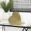 imageDeco 79 Aluminum Metal Heart Decorative Sculpture Slanted Home Decor Statue with Dimensional Cube Textured Exterior Accent Figurine 9quot x 3quot x 9quot GoldGold