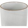 imageDeco 79 Ceramic Geometric Indoor Outdoor Planter Grid Patterned Small Planter Pot with Brown Accents and Base Tray Set of 3 Planters 6quot 5quot H White