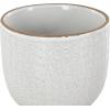 imageDeco 79 Ceramic Indoor Outdoor Planter Abstract Circle Patterned Small Planter Pot with Brown Accents and Base Tray Set of 3 Planters 7quot 5quot H White