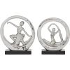 imageDeco 79 Contemporary Porcelain Dancer Sculpture Set of 2 11quot 10quotH SilverSilver