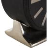 imageDeco 79 Faux Leather Round Clock with Silver Rectangular Base 5quot x 3quot x 6quot BlackBlack