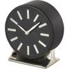imageDeco 79 Faux Leather Round Clock with Silver Rectangular Base 5quot x 3quot x 6quot BlackBlack