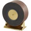 imageDeco 79 Faux Leather Round Clock with Silver Rectangular Base 5quot x 3quot x 6quot BlackBrown