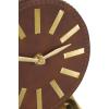 imageDeco 79 Faux Leather Round Clock with Silver Rectangular Base 5quot x 3quot x 6quot BlackBrown