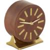 imageDeco 79 Faux Leather Round Clock with Silver Rectangular Base 5quot x 3quot x 6quot BlackBrown