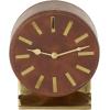 imageDeco 79 Faux Leather Round Clock with Silver Rectangular Base 5quot x 3quot x 6quot BlackBrown