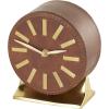 imageDeco 79 Faux Leather Round Clock with Silver Rectangular Base 5quot x 3quot x 6quot BlackBrown