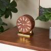 imageDeco 79 Faux Leather Round Clock with Silver Rectangular Base 5quot x 3quot x 6quot BlackBrown