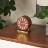 imageDeco 79 Faux Leather Round Clock with Silver Rectangular Base 5quot x 3quot x 6quot BlackBrown