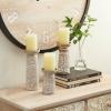 imageDeco 79 Mango Wood Floral Handmade Vine Decorative Candle Holder with Whitewashed Cream Backing Set of 3 Candlestick Holder 18quot 15quot 11quotH Brown6  8  9