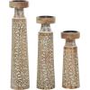 imageDeco 79 Mango Wood Floral Handmade Vine Decorative Candle Holder with Whitewashed Cream Backing Set of 3 Candlestick Holder 18quot 15quot 11quotH Brown13  15  18