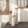 imageDeco 79 Mango Wood Floral Handmade Vine Decorative Candle Holder with Whitewashed Cream Backing Set of 3 Candlestick Holder 18quot 15quot 11quotH Brown13  15  18