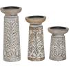 imageDeco 79 Mango Wood Floral Handmade Vine Decorative Candle Holder with Whitewashed Cream Backing Set of 3 Candlestick Holder 18quot 15quot 11quotH Brown6  8  9