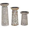 imageDeco 79 Mango Wood Floral Handmade Vine Decorative Candle Holder with Whitewashed Cream Backing Set of 3 Candlestick Holder 18quot 15quot 11quotH Brown6  8  9