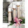 imageDeco 79 Mango Wood Floral Handmade Vine Decorative Candle Holder with Whitewashed Cream Backing Set of 3 Candlestick Holder 18quot 15quot 11quotH Brown13  15  18