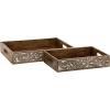 imageDeco 79 Mango Wood Tray with Carved Sides Set of 2 18quot 15quotW Brown