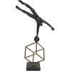imageDeco 79 Marble Gymnast Decorative Sculpture Home Decor Statue with Gold Cube Base Accent Figurine 11quot x 6quot x 19quot Black11 x 6 x 17