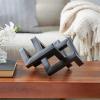 imageDeco 79 Metal Geometric Decorative Sculpture Abstract Shaped Home Decor Statue Accent Figurine 12quot x 13quot x 7quot GoldBlack