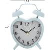 imageDeco 79 Metal Heart Clock with Bell Style Top 7quot x 3quot x 8quot BlueBlue