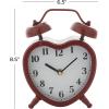 imageDeco 79 Metal Heart Clock with Bell Style Top 7quot x 3quot x 8quot BlueRed