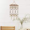 imageDeco 79 Metal Heart Windchime with Beads and Cone Bells 4quot x 7quot x 33quot GoldBrown