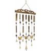 imageDeco 79 Metal Heart Windchime with Beads and Cone Bells 4quot x 7quot x 33quot GoldBrown