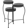 imageDeco 79 Metal Indoor Outdoor Plantstand Curved Folding 3 Tier Plant Shelf with Floral and Scroll Patterns Plant Stand 17quot x 17quot x 20quot SilverBlack