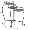 imageDeco 79 Metal Indoor Outdoor Plantstand Curved Folding 3 Tier Plant Shelf with Floral and Scroll Patterns Plant Stand 17quot x 17quot x 20quot SilverBlack