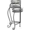 imageDeco 79 Metal Indoor Outdoor Plantstand Curved Folding 3 Tier Plant Shelf with Floral and Scroll Patterns Plant Stand 17quot x 17quot x 20quot SilverBlack