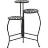 imageDeco 79 Metal Indoor Outdoor Plantstand Curved Folding 3 Tier Plant Shelf with Floral and Scroll Patterns Plant Stand 17quot x 17quot x 20quot SilverBlack