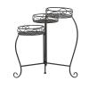 imageDeco 79 Metal Indoor Outdoor Plantstand Curved Folding 3 Tier Plant Shelf with Floral and Scroll Patterns Plant Stand 17quot x 17quot x 20quot SilverBlack