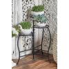 imageDeco 79 Metal Indoor Outdoor Plantstand Curved Folding 3 Tier Plant Shelf with Floral and Scroll Patterns Plant Stand 17quot x 17quot x 20quot SilverBlack
