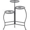 imageDeco 79 Metal Indoor Outdoor Plantstand Curved Folding 3 Tier Plant Shelf with Floral and Scroll Patterns Plant Stand 17quot x 17quot x 20quot SilverBlack
