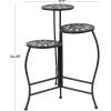 imageDeco 79 Metal Indoor Outdoor Plantstand Curved Folding 3 Tier Plant Shelf with Floral and Scroll Patterns Plant Stand 17quot x 17quot x 20quot SilverBlack