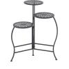 imageDeco 79 Metal Indoor Outdoor Plantstand Curved Folding 3 Tier Plant Shelf with Floral and Scroll Patterns Plant Stand 17quot x 17quot x 20quot SilverBlack