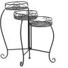 imageDeco 79 Metal Indoor Outdoor Plantstand Curved Folding 3 Tier Plant Shelf with Floral and Scroll Patterns Plant Stand 17quot x 17quot x 20quot SilverBlack