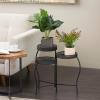 imageDeco 79 Metal Indoor Outdoor Plantstand Curved Folding 3 Tier Plant Shelf with Floral and Scroll Patterns Plant Stand 17quot x 17quot x 20quot SilverBlack