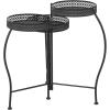 imageDeco 79 Metal Indoor Outdoor Plantstand Curved Folding 3 Tier Plant Shelf with Floral and Scroll Patterns Plant Stand 17quot x 17quot x 20quot SilverBlack