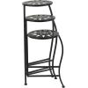 imageDeco 79 Metal Indoor Outdoor Plantstand Curved Folding 3 Tier Plant Shelf with Floral and Scroll Patterns Plant Stand 17quot x 17quot x 20quot SilverBlack