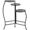imageDeco 79 Metal Indoor Outdoor Plantstand Curved Folding 3 Tier Plant Shelf with Floral and Scroll Patterns Plant Stand 17quot x 17quot x 20quot SilverBlack