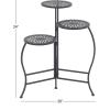 imageDeco 79 Metal Indoor Outdoor Plantstand Curved Folding 3 Tier Plant Shelf with Floral and Scroll Patterns Plant Stand 17quot x 17quot x 20quot SilverBlack