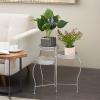 imageDeco 79 Metal Indoor Outdoor Plantstand Curved Folding 3 Tier Plant Shelf with Floral and Scroll Patterns Plant Stand 17quot x 17quot x 20quot SilverSilver