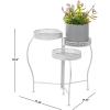 imageDeco 79 Metal Indoor Outdoor Plantstand Curved Folding 3 Tier Plant Shelf with Floral and Scroll Patterns Plant Stand 17quot x 17quot x 20quot SilverSilver