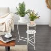 imageDeco 79 Metal Indoor Outdoor Plantstand Curved Folding 3 Tier Plant Shelf with Floral and Scroll Patterns Plant Stand 17quot x 17quot x 20quot SilverWhite